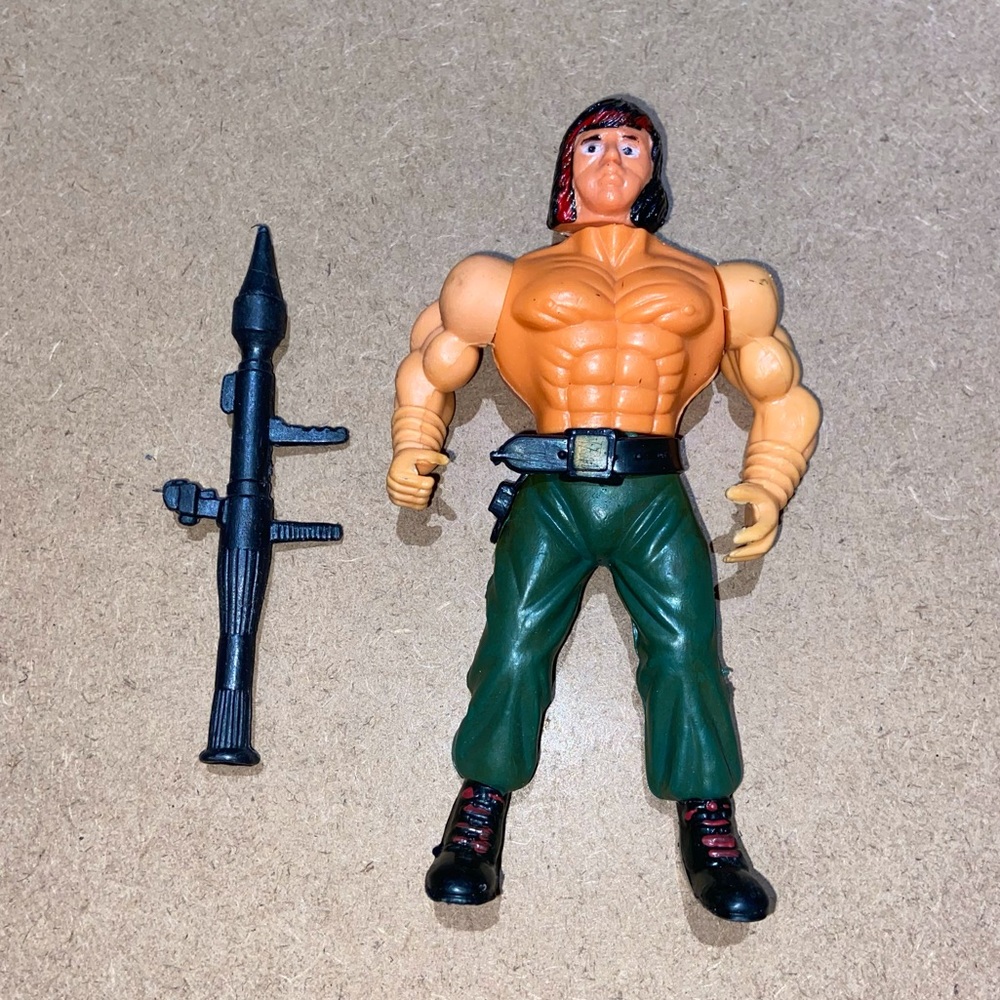 VINTAGE RAMBO Action Figure & Bazooka Weapon Collectible Bootleg Version 6”